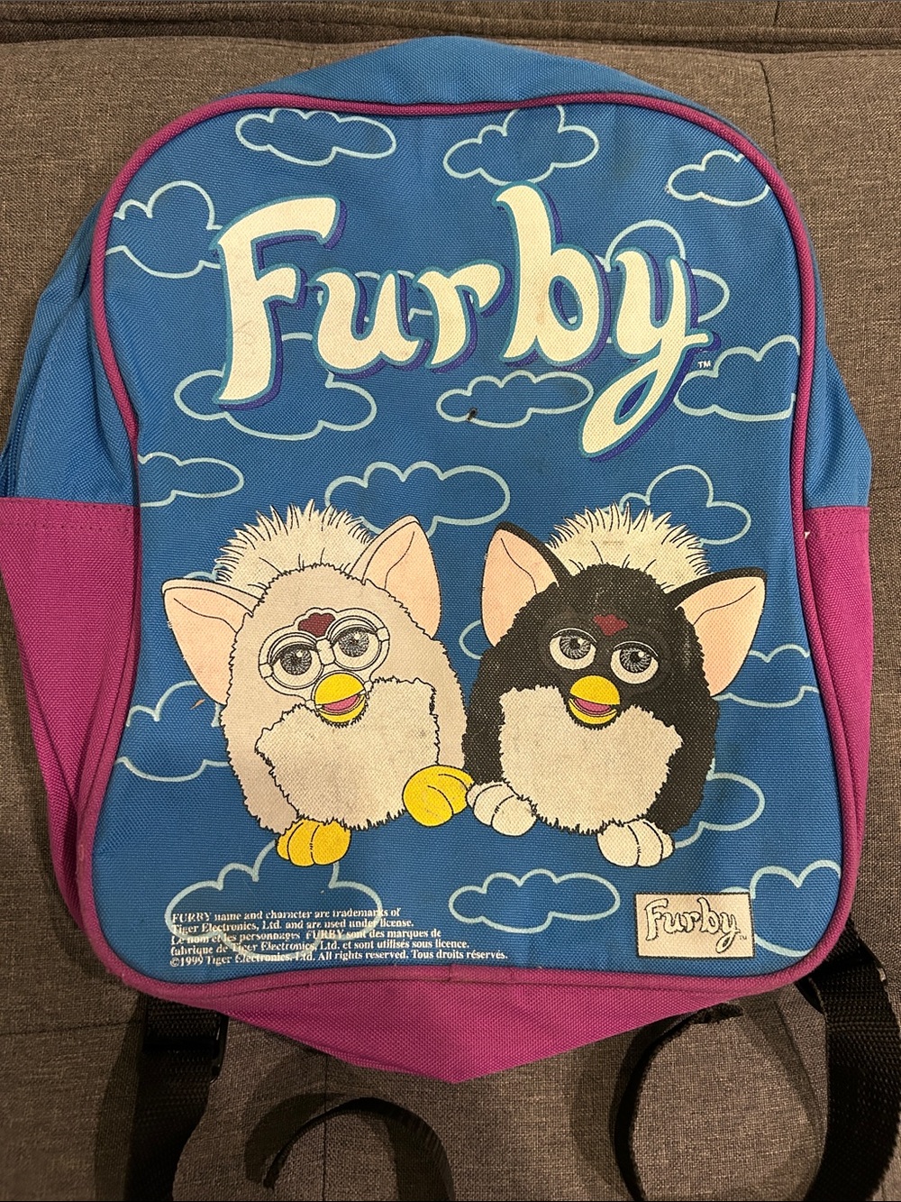 Vintage Furby 1999 Tiger Electronics Kids Backpack / Bookbag Retro Rare Bag